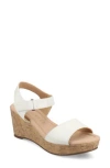 Journee Collection Ranae Platform Wedge Cork Sandal In White