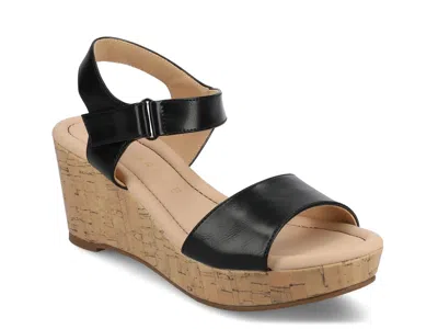 Journee Collection Ranae Wedge Sandal In Black