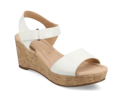 Journee Collection Ranae Wedge Sandal In White