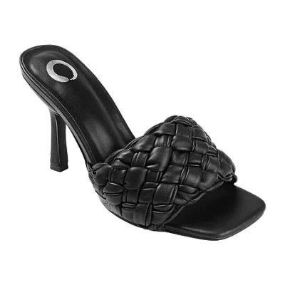 Journee Collection Raquelah Womens Round Open Toe Stiletto Heel Pumps In Black