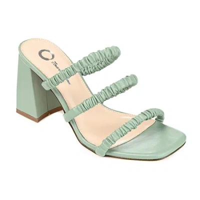 Journee Collection Reagaan Womens Round Open Toe Block Heel Pumps In Green