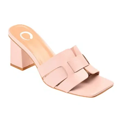 Journee Collection Renatta Womens Round Open Toe Block Heel Pumps In Pink