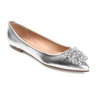 Journee Collection Renzo Womens Pointed Ballet Flats In Silver