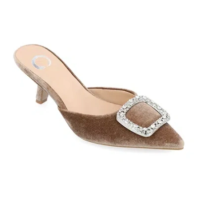 Journee Collection Rishie Womens Pointed Kitten Heel Pumps In Brown