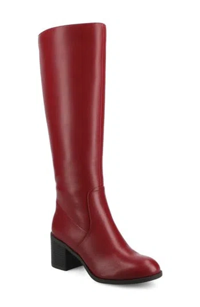 Journee Collection Womens Romilly Stacked Heel Riding Boots In Red