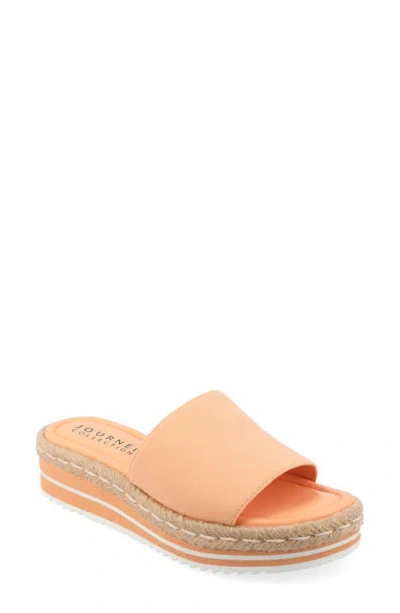 Journee Collection Rosey Wedge Sandal In Peach- Lycra