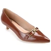 Journee Collection Rumi Womens Pointed Closed Toe Kitten Heel Pumps In Brown