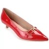Journee Collection Rumi Womens Pointed Closed Toe Kitten Heel Pumps In Red