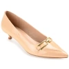 Journee Collection Rumi Womens Pointed Closed Toe Kitten Heel Pumps In Neutral