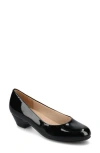 Journee Collection Journee Women's Saar Comfort Insole Round Toe Block Heel Pumps In Patent/black