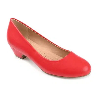 Journee Collection Saar Womens Round Closed Toe Block Heel Pumps In Red