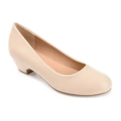 Journee Collection Saar Womens Round Closed Toe Block Heel Pumps In Neutral