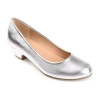Journee Collection Saar Womens Round Closed Toe Block Heel Pumps In Silver