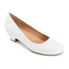 Journee Collection Saar Womens Round Closed Toe Block Heel Pumps In White