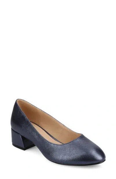 Journee Collection Saarii Womens Round Closed Toe Block Heel Pumps In Blue