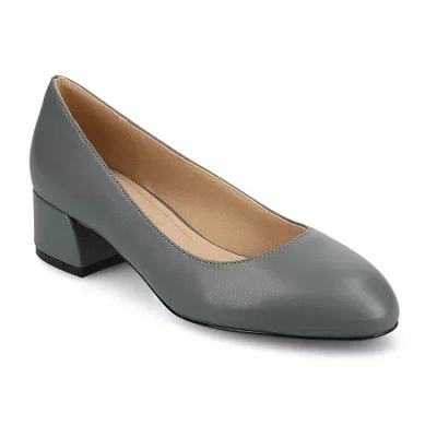 Journee Collection Saarii Womens Round Closed Toe Block Heel Pumps In Gray