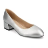 Journee Collection Saarii Womens Round Closed Toe Block Heel Pumps In Silver
