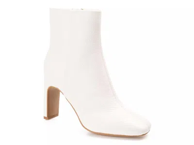 Journee Collection Sarla Lizard Embossed Block Heel Bootie In White