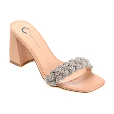 Journee Collection Sashaa Womens Open Toe Block Heel Pumps In Sand
