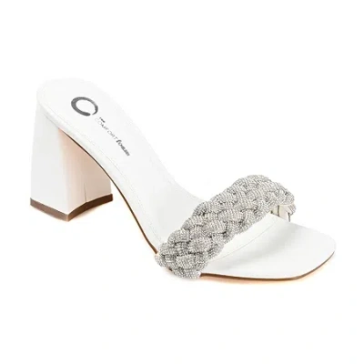 Journee Collection Sashaa Womens Open Toe Block Heel Pumps In White