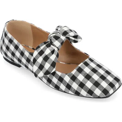 Journee Collection Women's Seralinn Bow Square Toe Flats In Plaid Black