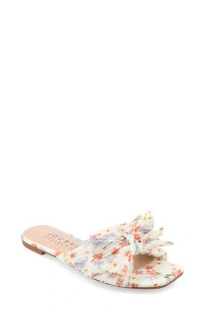 Journee Collection Serlina Sandal In Light Floral Manmade- Metallic Fabric