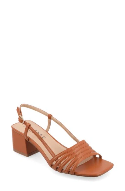 Journee Collection Shayana Block Heel Slingback Sandal In Cognac