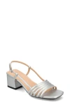 Journee Collection Shayana Block Heel Slingback Sandal In Silver