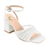 Journee Collection Shillo Womens Round Open Toe Block Heel Pumps In White