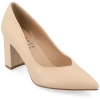 Journee Collection Simonne Womens Pointed Closed Toe Block Heel Pumps In Neutral