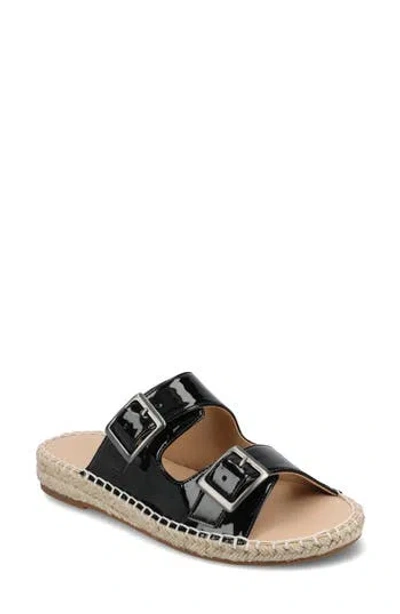 Journee Collection Solay Braided Strappy Sandal In Patent/black
