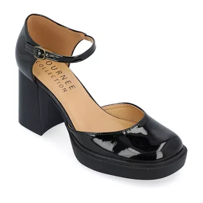 Journee Collection Sophilynn Womens Square Closed Toe Stacked Heel Pumps In Black