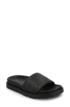 Journee Collection Starr Woven Platform Slide Sandal In Black