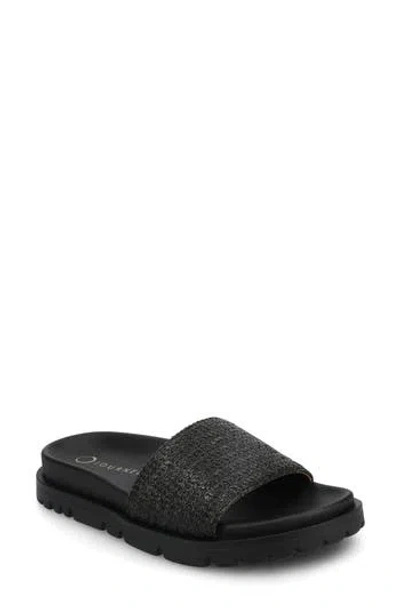 Journee Collection Starr Woven Platform Slide Sandal In Black