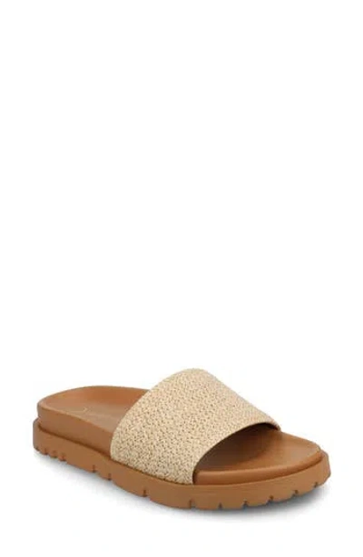 Journee Collection Starr Woven Platform Slide Sandal In Brown