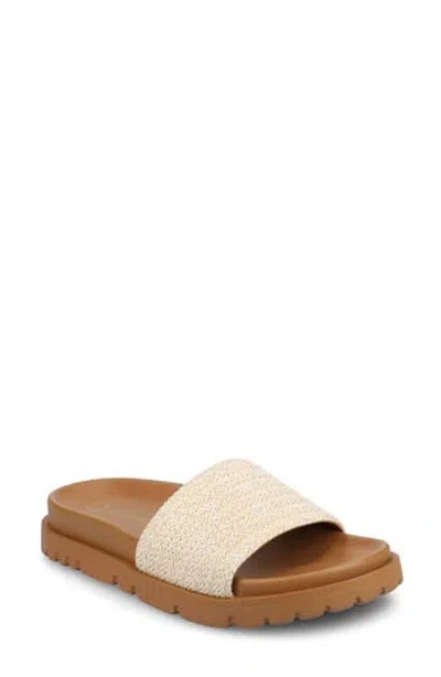 Journee Collection Starr Woven Platform Slide Sandal In White