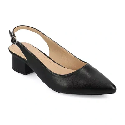 Journee Collection Sylvia Womens Pointed Block Heel Pumps In Black
