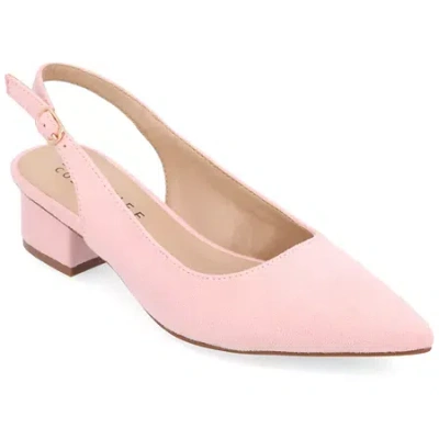 Journee Collection Sylvia Womens Pointed Closed Toe Block Heel Pumps In Pink
