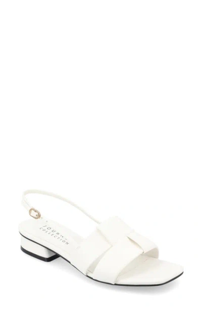 Journee Collection Women's Tabatha Block Heel Slingback Flat Sandals In White
