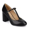 Journee Collection Talani Womens Almond Closed Toe Block Heel Pumps In Black