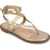 Journee Collection Tangie Snake Embossed Strappy Sandal In Champagne