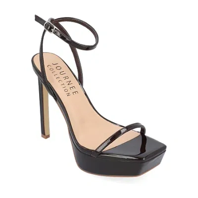 Journee Collection Telilah Womens Square Open Toe Wedge Heel Pumps In Brown