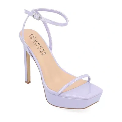 Journee Collection Telilah Womens Square Open Toe Wedge Heel Pumps In Purple