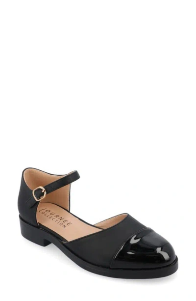 Journee Collection Women's Tesley Cap Toe Flats In Black