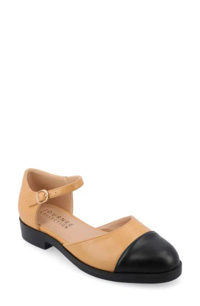 Journee Collection Women's Tesley Cap Toe Flats In Tan