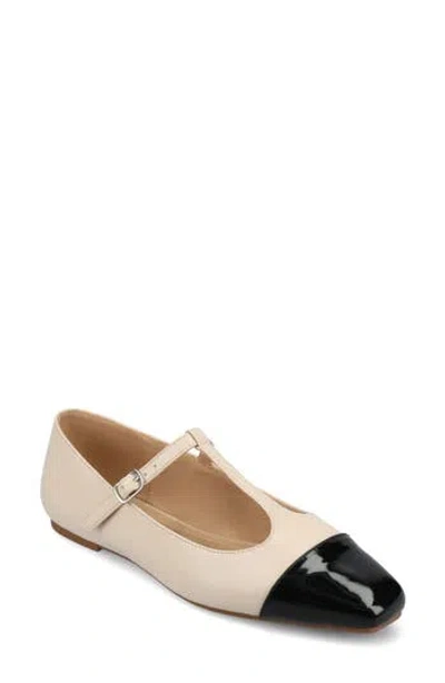 Journee Collection Thea T-strap Flat In Neutral