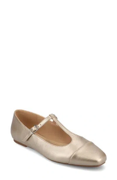 Journee Collection Thea T-strap Flat In Gold