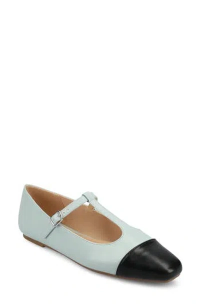 Journee Collection Thea T-strap Flat In Blue