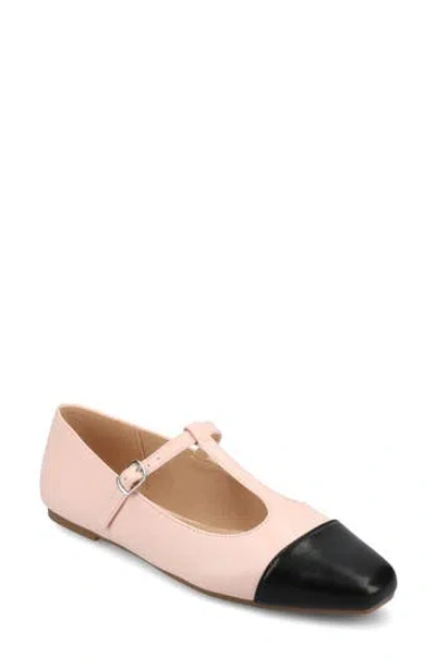 Journee Collection Thea T-strap Flat In Pink