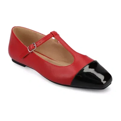 Journee Collection Theah Womens Cap Closed Toe Mary Jane Shoes In Red